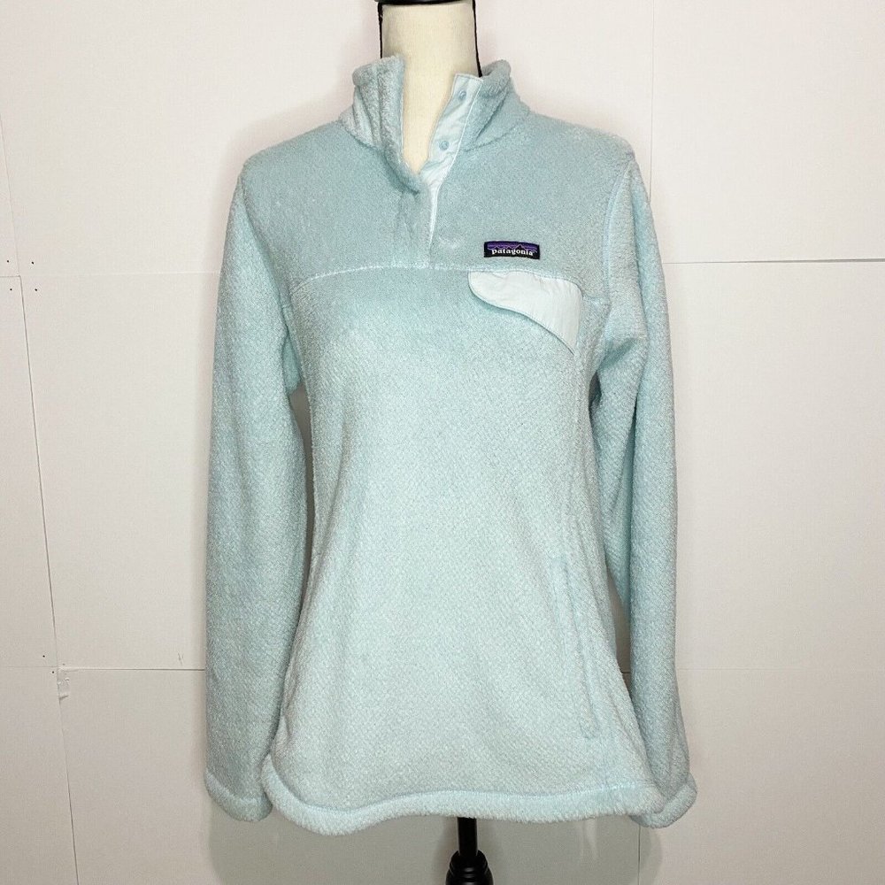 Patagonia Synchilla Womens Large Ice Blue Fleece 1/4 Snap Jacket